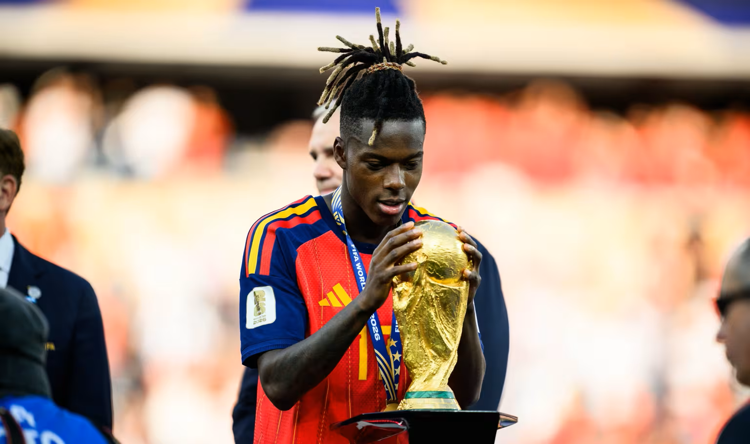 Nico Williams cùng đội tuyển Tây Ban Nha ăn mừng chức vô địch World Cup 2026